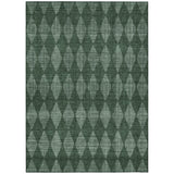 5' X 8' Olive Green And Charcoal Geometric Washable Indoor Outdoor Area Rug