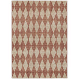 8' X 10' Orange And Copper Geometric Washable Indoor Outdoor Area Rug