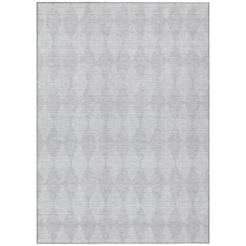 3' X 5' Pewter And Silver Geometric Washable Indoor Outdoor Area Rug