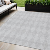 5' X 8' Pewter And Silver Geometric Washable Indoor Outdoor Area Rug