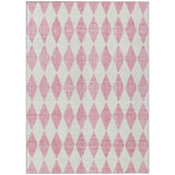 8' X 10' Pink And Ivory Geometric Washable Indoor Outdoor Area Rug