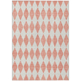 3' X 5' Salmon And Ivory Geometric Washable Indoor Outdoor Area Rug