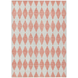 5' X 8' Salmon And Ivory Geometric Washable Indoor Outdoor Area Rug