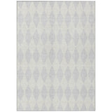 5' X 8' Silver And Ivory Geometric Washable Indoor Outdoor Area Rug