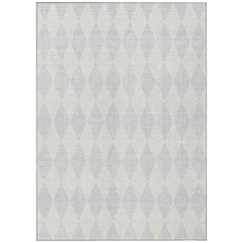 8' X 10' Silver And Ivory Geometric Washable Indoor Outdoor Area Rug