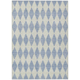 5' X 8' Sky Blue And Ivory Geometric Washable Indoor Outdoor Area Rug