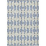 8' X 10' Sky Blue And Ivory Geometric Washable Indoor Outdoor Area Rug