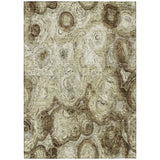 3' X 5' Beige Taupe And Brown Abstract Washable Indoor Outdoor Area Rug