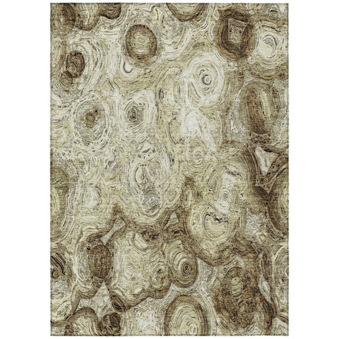 5' X 8' Beige Taupe And Brown Abstract Washable Indoor Outdoor Area Rug