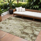 8' X 10' Beige Taupe And Brown Abstract Washable Indoor Outdoor Area Rug