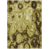3' X 5' Gold Wheat And Chocolate Abstract Washable Indoor Outdoor Area Rug