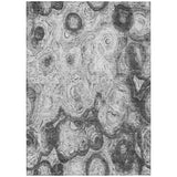 3' X 5' Gray Silver And Charcoal Abstract Washable Indoor Outdoor Area Rug