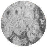 8' Gray Silver And Charcoal Round Abstract Washable Indoor Outdoor Area Rug
