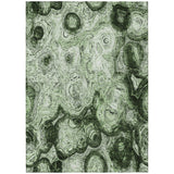 3' X 5' Artichoke Green And Emerald Abstract Washable Indoor Outdoor Area Rug