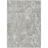 3' X 5' Ivory Taupe And Beige Abstract Washable Indoor Outdoor Area Rug