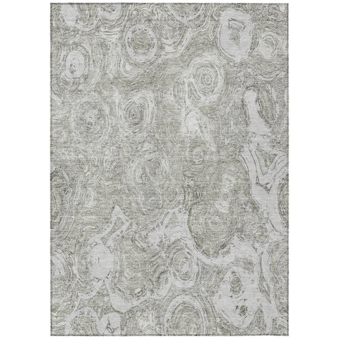 3' X 5' Ivory Taupe And Beige Abstract Washable Indoor Outdoor Area Rug