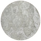 8' Ivory Taupe And Beige Round Abstract Washable Indoor Outdoor Area Rug