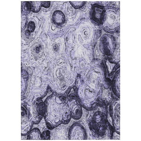 5' X 8' Purple And Lavender Abstract Washable Indoor Outdoor Area Rug