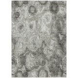 3' X 5' Silver Taupe And Ivory Abstract Washable Indoor Outdoor Area Rug