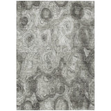 5' X 8' Silver Taupe And Ivory Abstract Washable Indoor Outdoor Area Rug