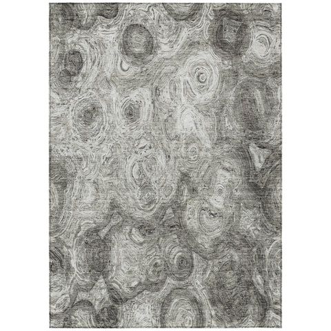 8' X 10' Silver Taupe And Ivory Abstract Washable Indoor Outdoor Area Rug