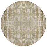 8' Beige Ivory And Tan Round Moroccan Washable Indoor Outdoor Area Rug
