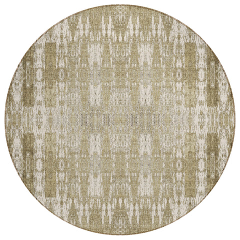 8' Beige Ivory And Tan Round Moroccan Washable Indoor Outdoor Area Rug