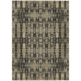 5' X 8' Black Taupe And Beige Moroccan Washable Indoor Outdoor Area Rug