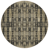 8' Black Taupe And Beige Round Moroccan Washable Indoor Outdoor Area Rug