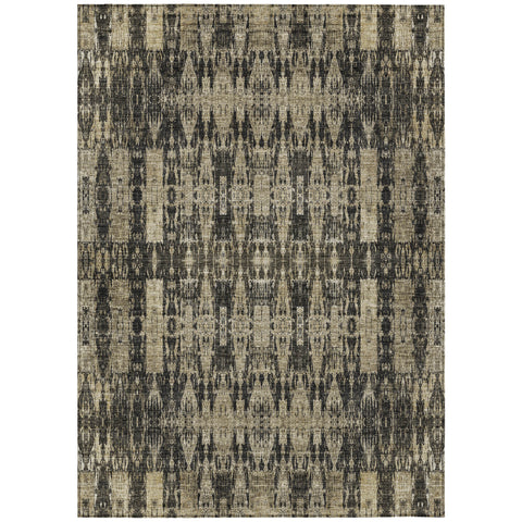 8' X 10' Black Taupe And Beige Moroccan Washable Indoor Outdoor Area Rug