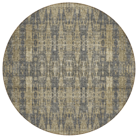 8' Gray Taupe And Beige Round Moroccan Washable Indoor Outdoor Area Rug