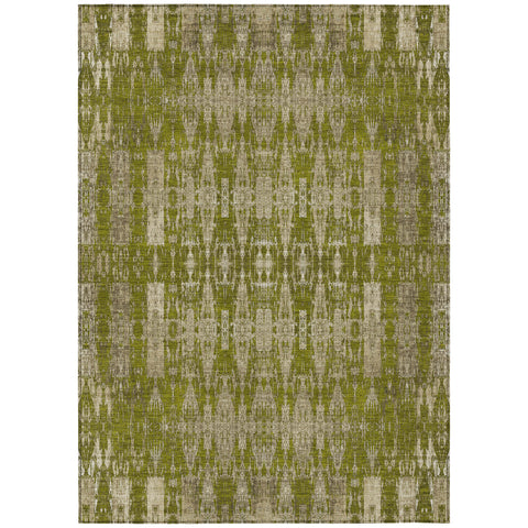 5' X 8' Olive Green Taupe And Beige Moroccan Washable Indoor Outdoor Area Rug
