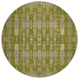8' Olive Green Taupe And Beige Round Moroccan Washable Indoor Outdoor Area Rug