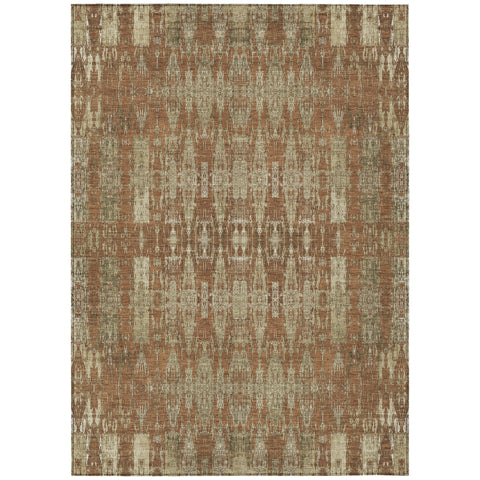 5' X 8' Orange Taupe And Beige Moroccan Washable Indoor Outdoor Area Rug