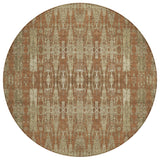 8' Orange Taupe And Beige Round Moroccan Washable Indoor Outdoor Area Rug