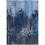 8' X 10' Navy Blue And Denim Blue Abstract Washable Indoor Outdoor Area Rug