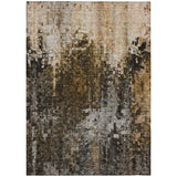 5' X 8' Brown And Copper Abstract Washable Indoor Outdoor Area Rug