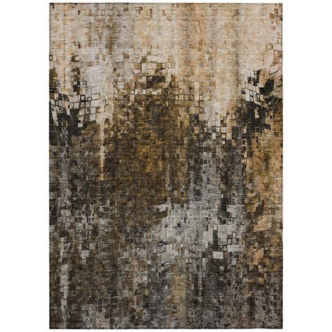 8' X 10' Brown And Copper Abstract Washable Indoor Outdoor Area Rug