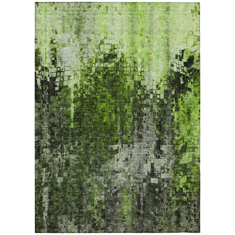 8' X 10' Green And Lime Green Abstract Washable Indoor Outdoor Area Rug