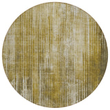 8' Brown Ivory And Taupe Round Striped Washable Indoor Outdoor Area Rug