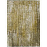 8' X 10' Brown Ivory And Taupe Striped Washable Indoor Outdoor Area Rug