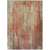 3' X 5' Orange Beige And Taupe Striped Washable Indoor Outdoor Area Rug