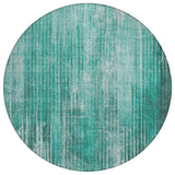 8' Teal Blue Aqua And Gray Round Striped Washable Indoor Outdoor Area Rug