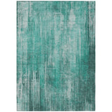 8' X 10' Teal Blue Aqua And Gray Striped Washable Indoor Outdoor Area Rug