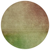 8' Blush Taupe And Green Round Ombre Washable Indoor Outdoor Area Rug