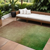 8' X 10' Blush Taupe And Green Ombre Washable Indoor Outdoor Area Rug
