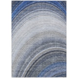 8' X 10' Denim Blue And Navy Blue Abstract Washable Indoor Outdoor Area Rug