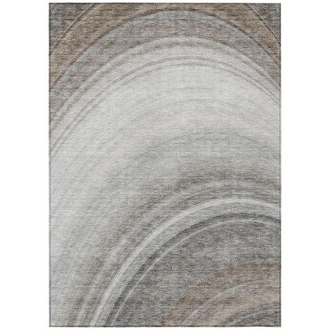 8' X 10' Gray Silver And Beige Abstract Washable Indoor Outdoor Area Rug