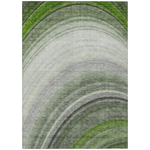 8' X 10' Green And Artichoke Green Abstract Washable Indoor Outdoor Area Rug