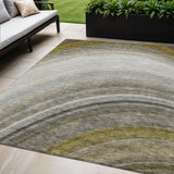5' X 8' Taupe Gray And Ivory Abstract Washable Indoor Outdoor Area Rug